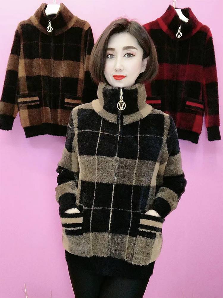 中老年女装仿水貂绒外套