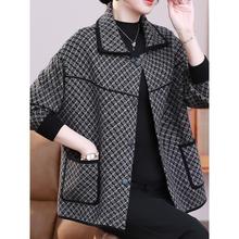 胖mm短款毛呢外套女2025秋冬新款中老年洋气翻领双面羊绒针织大衣