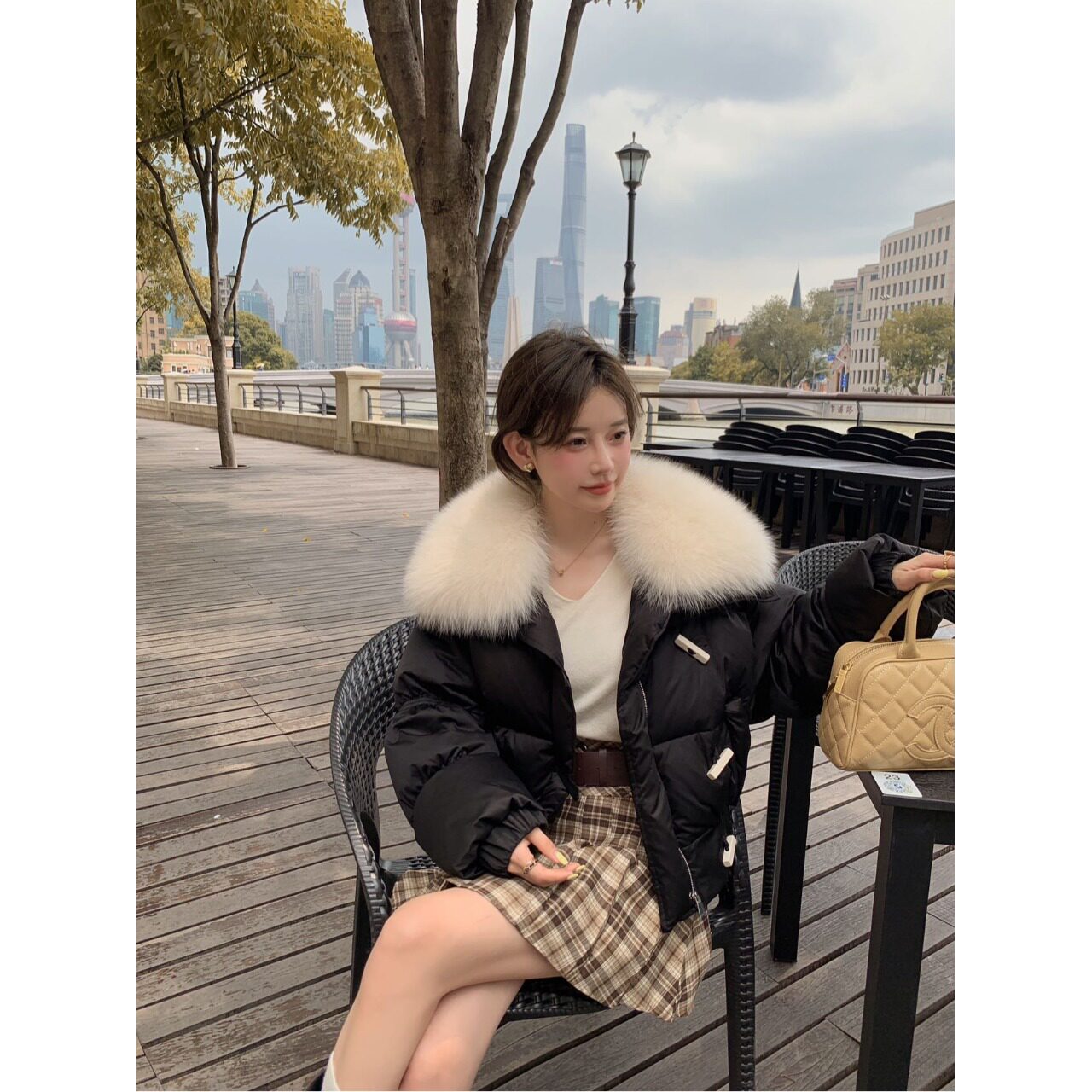 短款羽绒服女2025年冬季新款时尚洋气小个子设计感大毛领棉衣外套