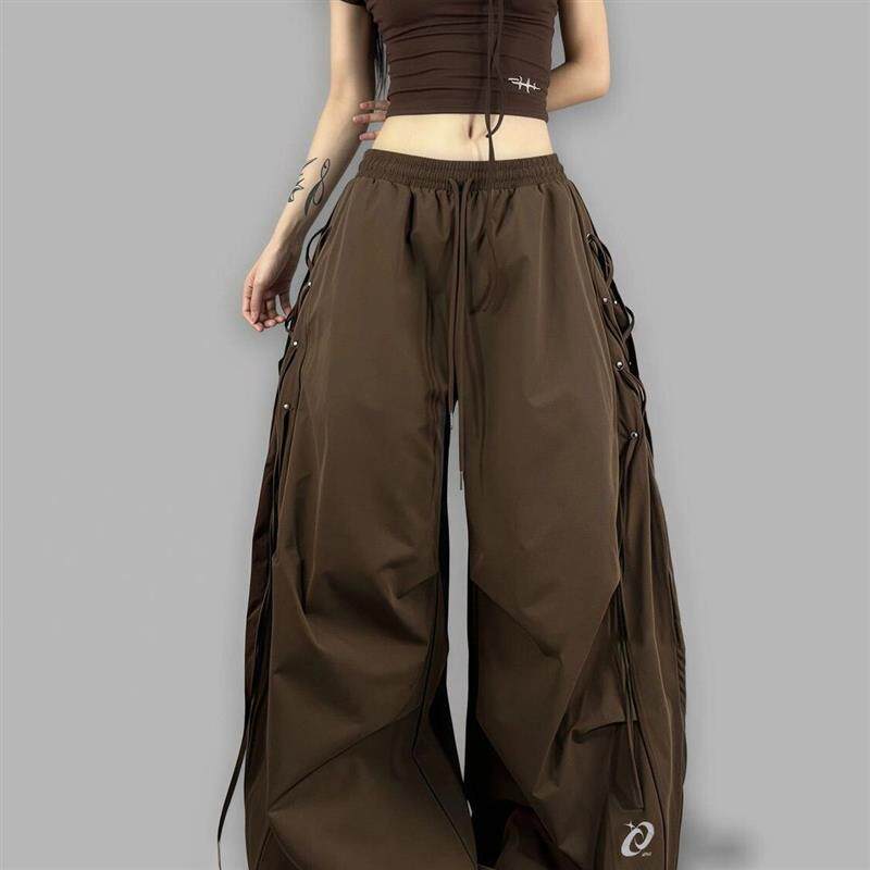 美式2026夏季薄款速干工装裤女大码宽松阔腿裤爵士舞蹈休闲运动裤