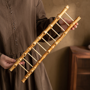 茶杯架茶具收纳架杯子沥水架竹鞭晾杯架新房装饰品步步高竹梯摆件