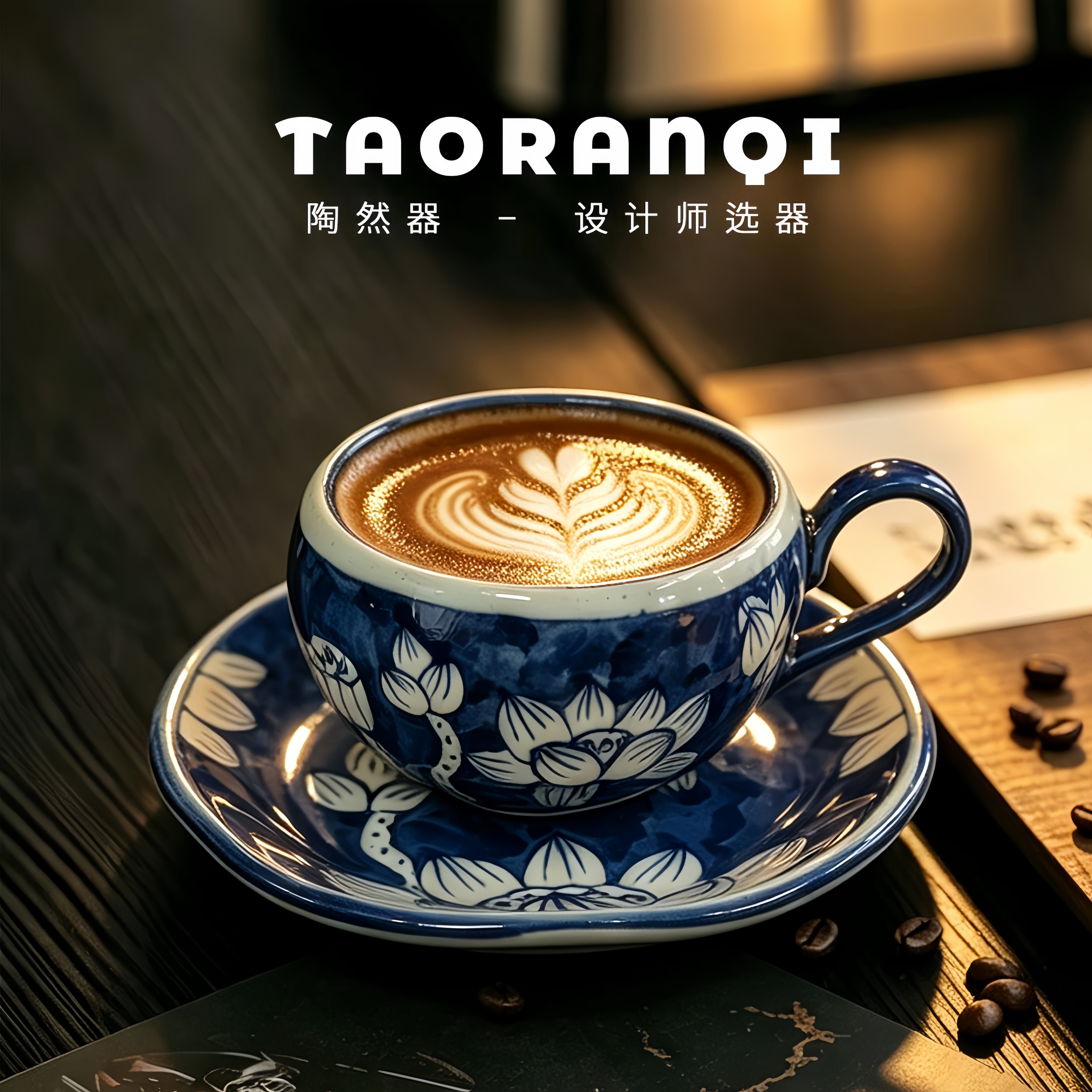 中古风青花瓷手绘咖啡杯釉下彩高颜值家用水杯早餐杯女士专用茶杯图片