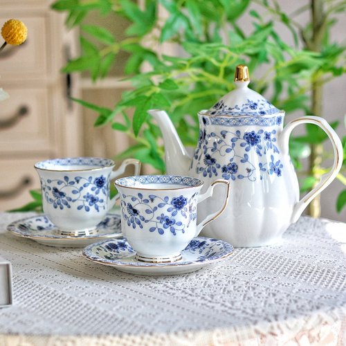 描金青花咖啡具套装陶瓷伴手礼