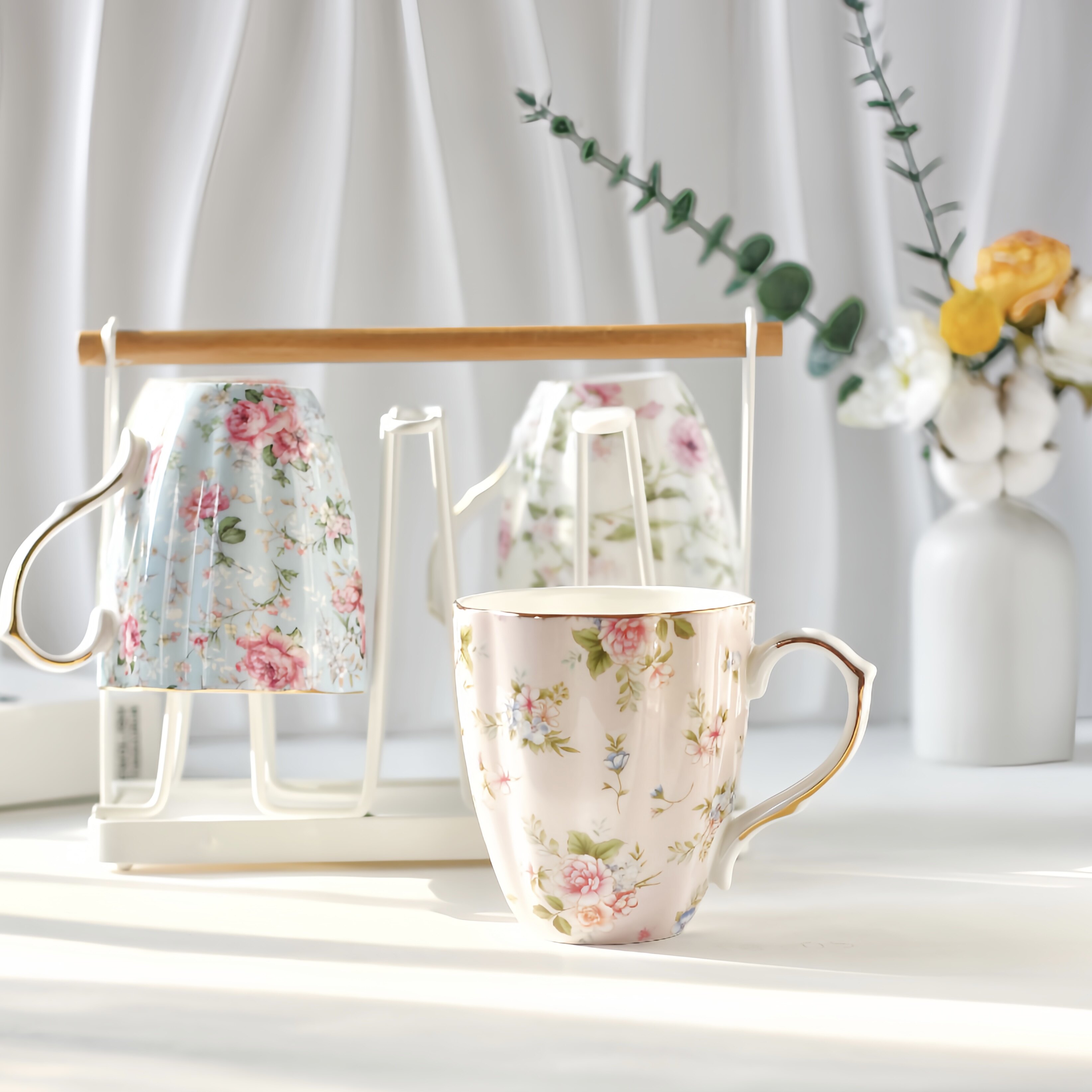 精致杯女生陶瓷水杯套装特别好看马克杯骨瓷英式下午茶咖啡杯家用