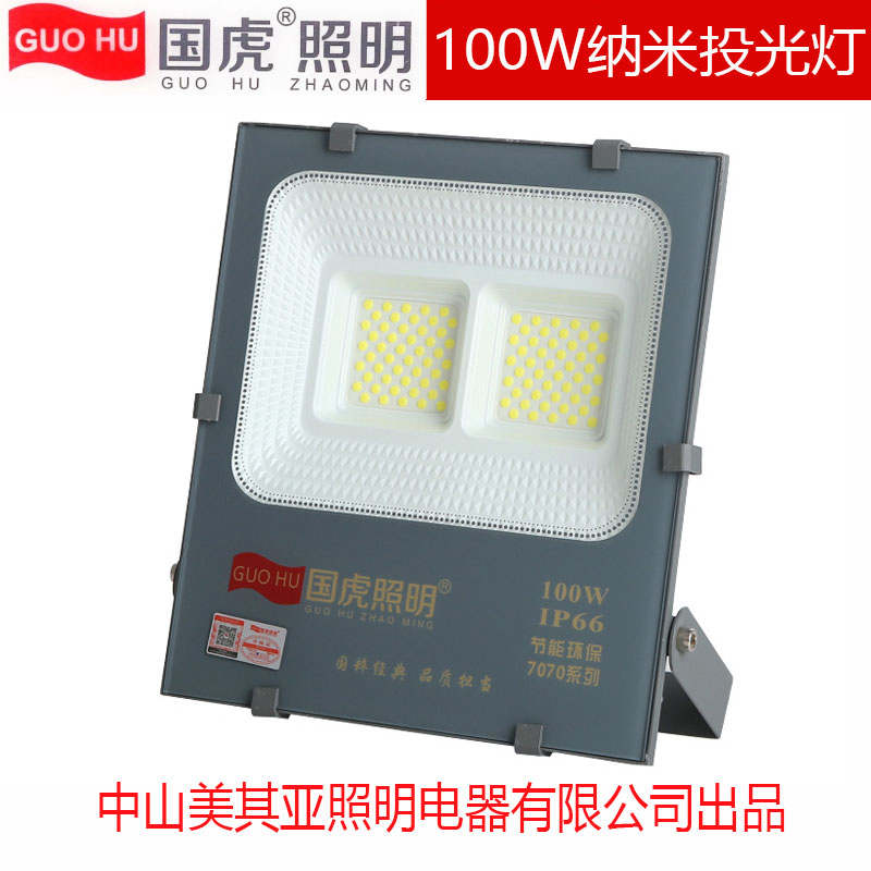 国虎7070投光灯100w广告招牌新农村防水户外超亮室外庭院灯ip66