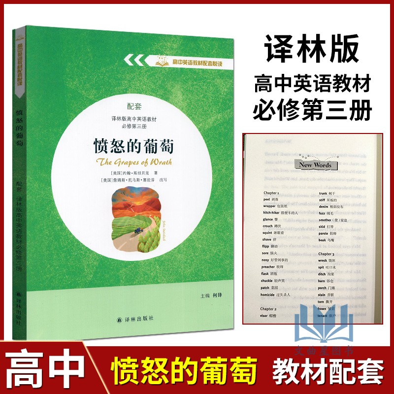 原著正版高中英语教材配套悦读愤怒的葡萄高中英语教材必修第三册译林版高一必修青少年必读课外阅读书籍必读世界经典名著英文原版