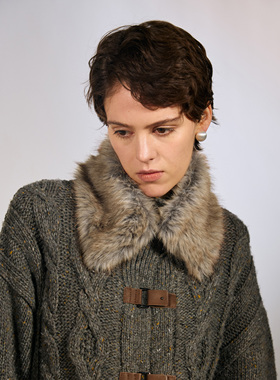 immune system 焦糖绒绒 渐层色毛领可搭配拆卸系带毛领时髦配饰