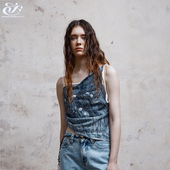 Vest牛仔印花吊带无袖 immune system免疫系统 设计上衣