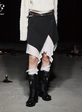 immune system免疫系统 Skirt原创拼接蕾丝撞色自然腰半身裙裙子