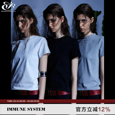 纯棉高领绣花短袖黑白灰短袖