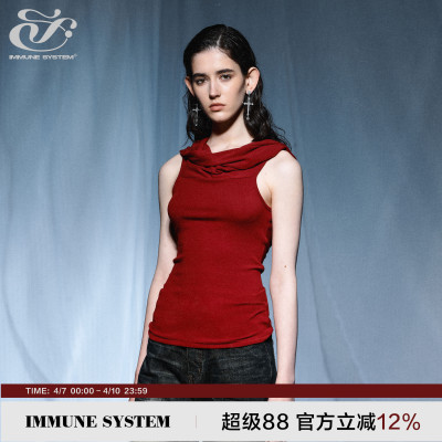 immune system免疫系统 朱雀 兜帽三色坎肩带帽短袖
