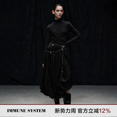 immune system免疫系统 薄纱少女 气质显瘦拼接打底连衣裙长裙
