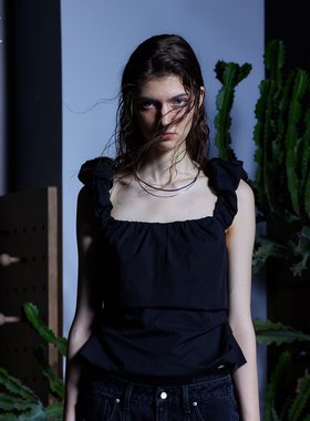 immune system免疫系统 Vest-H夏季原创褶皱棉质女士两穿吊带背心