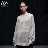 system免疫系统 虚实交融 镂空钩花圆领毛衣长袖 immune 针织衫