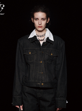 immune system免疫系统 原牛色合体垫肩收腰修身气质牛仔外套夹克