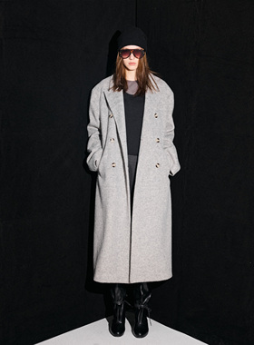 immune system免疫系统 廓形造型感垫肩收腰大衣外套