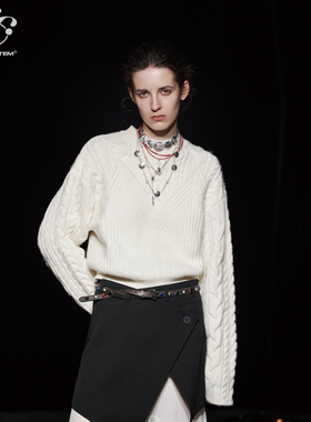 immune system免疫系统 Sweater毛织粗肌理舒适贴肤圆领毛衣上衣