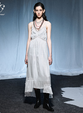 immune system免疫系统 鎏光 蕾丝拼接吊带优雅长裙