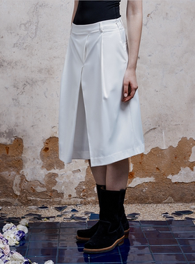 immune system免疫系统 A字白色分割简约休闲自然腰中长裙裙装