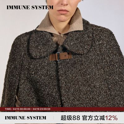 【易梦玲同款】immune system 娃娃领斗篷复古圈圈呢羊毛外搭披肩