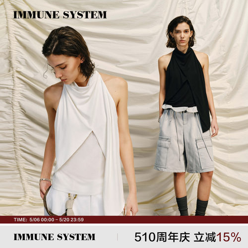 immune system 高级感 极简挂脖垂坠感舒适透气无袖上衣背心