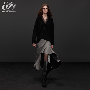 immune system 蕾丝花边双层不对称开衩裙