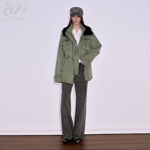 immune system免疫系统 洗水做旧蝴蝶结风衣夹克