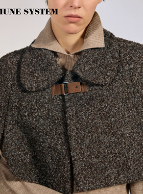 immune system 娃娃领斗篷复古花棕色圈圈呢羊毛外搭披肩