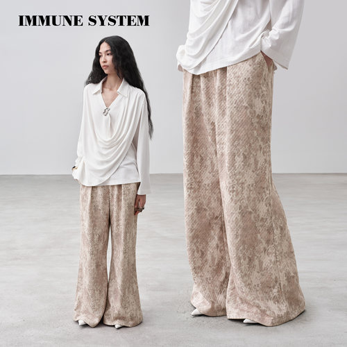 immune system 复古花卉印花休闲裤阔腿裤