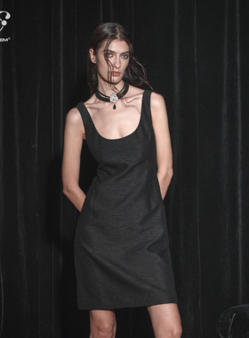 immune system免疫系统 渡鸦 黑色U形背心打底半身连衣裙