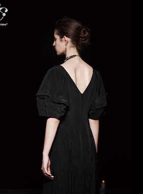 immune system免疫系统 气场全开 背部深V黑色长款秋季设计款长裙