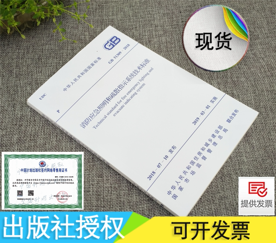 正版现货 GB 51309-2018消防应急照明和疏散指示系统技术标准 GB51309-2018正版消防灭火系统设计施工验收规范标准 中国计划出版社