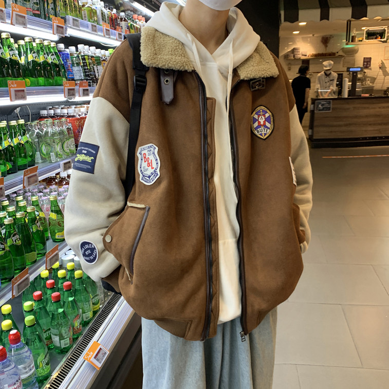 1016-M337-P138美式潮牌冬季加厚羊羔毛棉服情侣潮流棉服外套，男装棉衣，星座1016