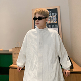 1016-C02-P55秋装新款新中式潮宽松休闲长袖衬衣外套立领上衣，男装衬衫，星座1016