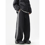 1016-MK77-P68美式条纹休闲裤冬季加厚极寒棉裤阔腿东北防寒裤子，男装棉裤，星座1016