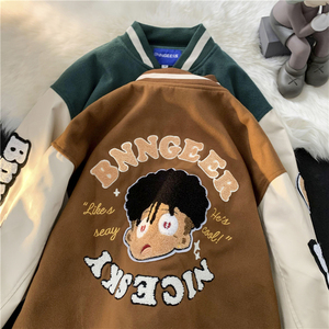 1016-BW42-P128 美式潮牌刺绣棒球服夹克男情侣宽松外套图片