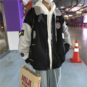 1016-M337-P138美式潮牌2025冬季加绒加厚羊羔毛棉服情侣棉服