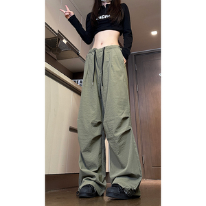 1016-K320-P48 美式阔腿伞兵工装裤男潮牌休闲冲锋纸袋裤图片