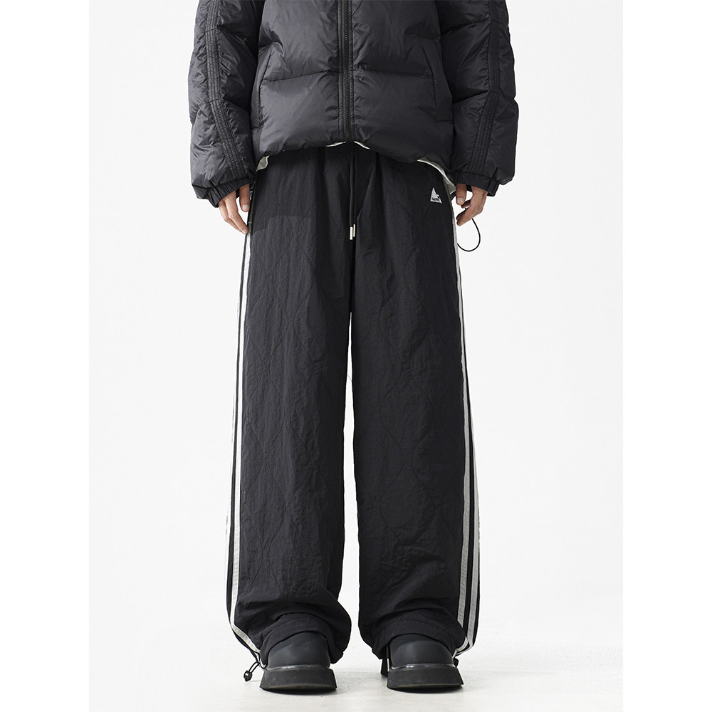 1016-MK77-P68美式条纹休闲裤冬季加厚极寒棉裤阔腿东北防寒裤子，男装棉裤，星座1016