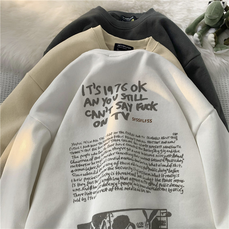 1016-BW43-P55 美式潮牌西海岸hiphop加绒加厚卫衣 印花长袖外套图片