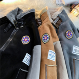 1016-M337-P108冬季加绒羊羔毛棉衣徽章加厚保暖棉服，男装棉衣，星座1016