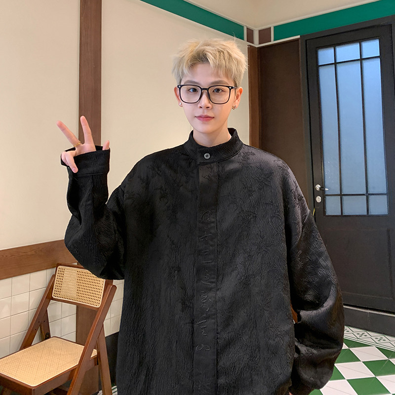1016-C02-P58 春季新款新中式潮宽松休闲长袖衬衣外套图片