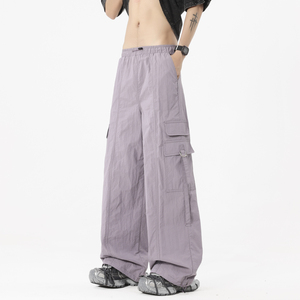 1016-K323-P48现货 夏季宽松工装阔腿裤男女简约户外薄款速干裤子图片