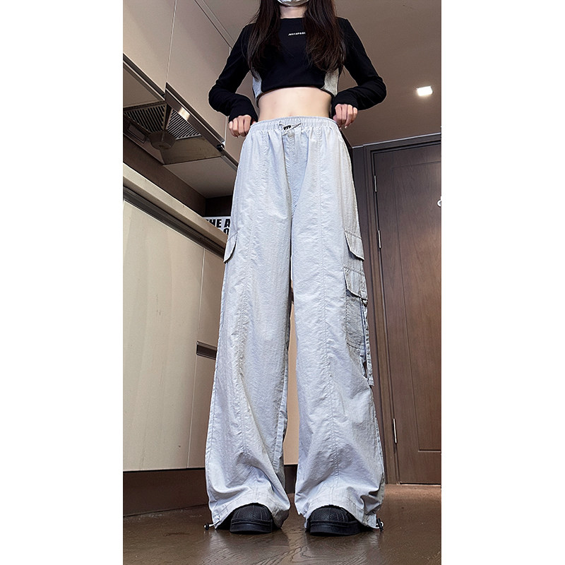 1016-K323-P48美式工装裤降落伞冲锋裤抽绳宽松阔腿束脚休闲裤,男装工装外套,星座1016