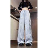 1016-K323-P48美式工装裤降落伞冲锋裤抽绳宽松阔腿束脚休闲裤，男装工装外套，星座1016