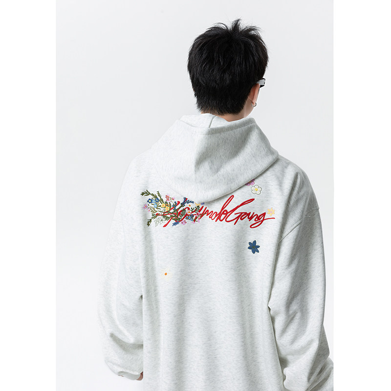 1016-WY208-P65美式花卉刺绣420G重磅潮牌卫衣,男装卫衣,星座1016