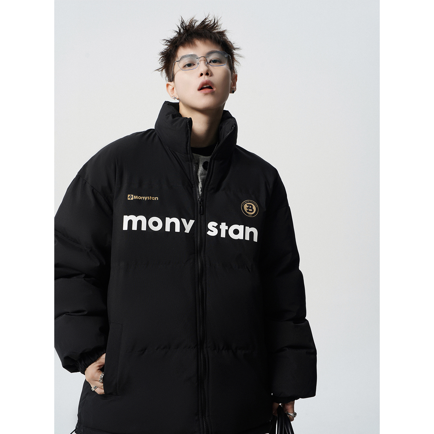 1016-MY01-P75美式潮牌棉服男冬复古加厚运动面包服棉衣外套，男装棉衣，星座1016