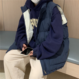 1016-M303-P78 加厚立领工装棉衣宽松保暖背心无袖棉马甲图片