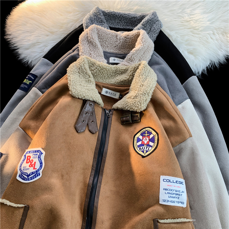 1016-M337-P108冬季加绒羊羔毛棉衣徽章加厚保暖棉服,男装棉衣,星座1016