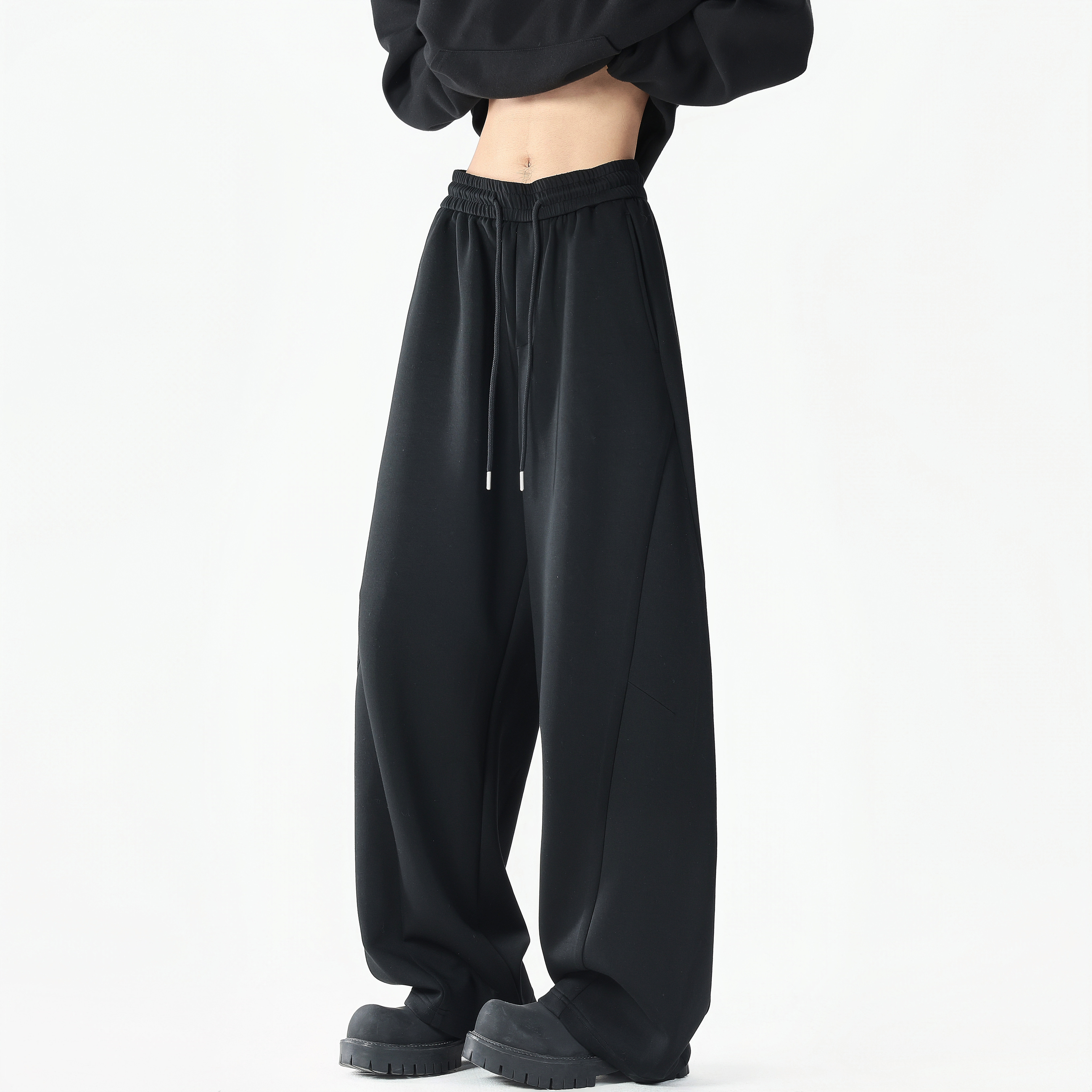 1016-K800-P45美式弯刀休闲裤cleanfit垂感阔腿空气层卫裤,男装休闲裤,星座1016